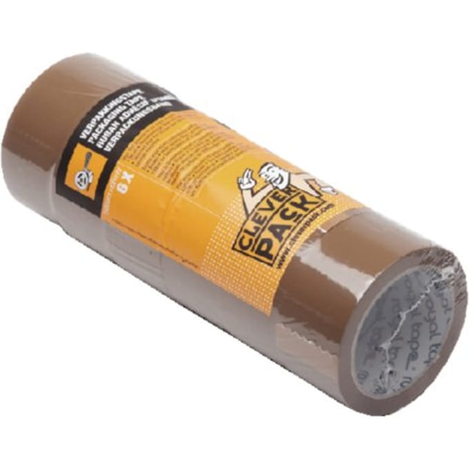 Verpakkingstape CleverPack 48mmx66m bruin PP seal à 6 rollen