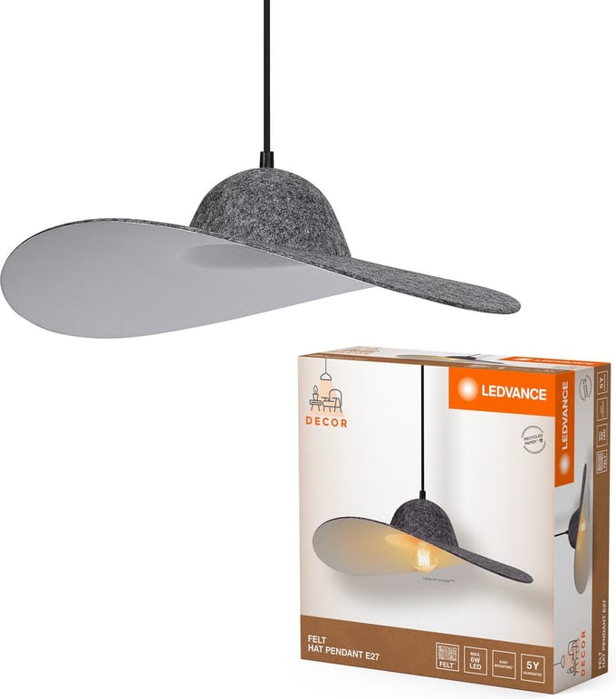 LEDVANCE Decor Felt Hat Hanglamp 1XE27 Donkergrijs