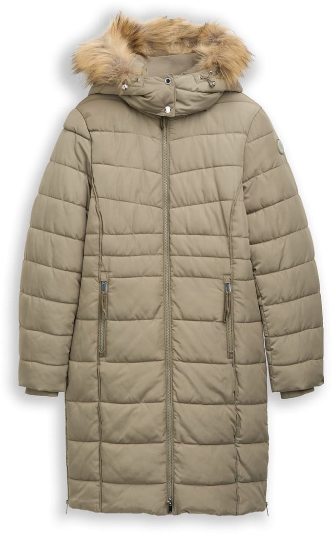 Tom Tailor - Pufferjas met afneembare capuchon - Maat S - smoke olive