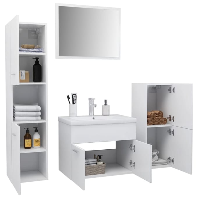 vidaXL - Badkamermeubelset - bewerkt - hout - wit