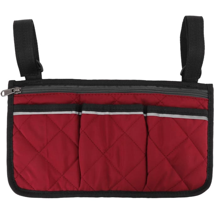 Rolstoel Pouch Tas Waterdicht Polyester Multi Pocket Ontwerp Rolstoel Zijvak voor Buiten Mobiele Stoel rood