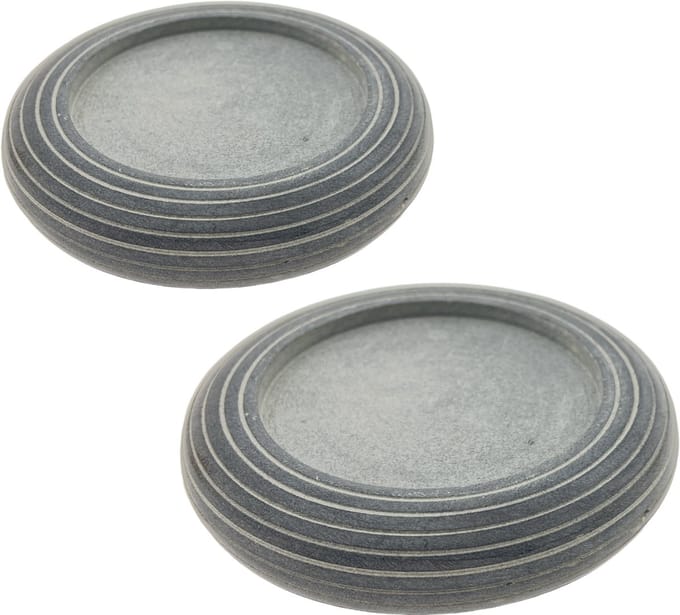 PTMD - Kaarsenhouder Voor Stompkaars - Speksteen - Ø 12 x 2.5 cm - 2 Stuks
