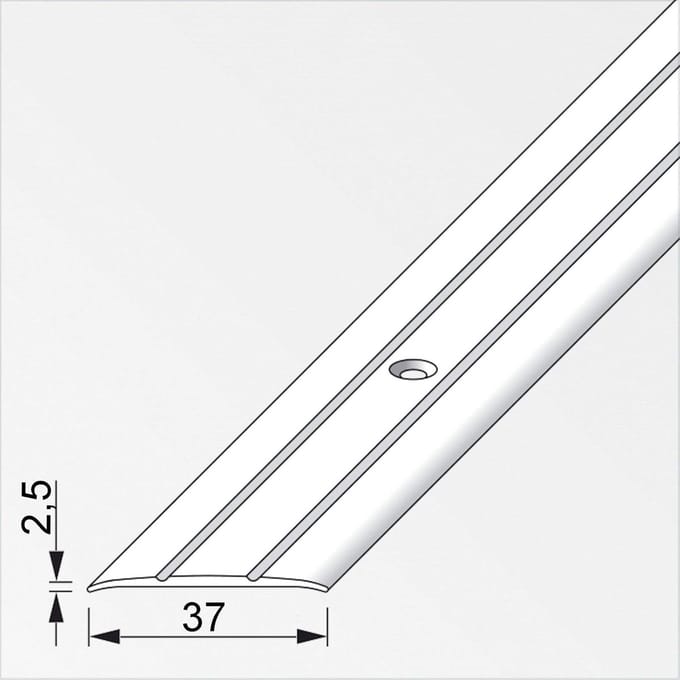 Aluminium Overgangsprofiel Plat Vloerprofiel 37 mm - Drempel Geperforeerd 100 cm
