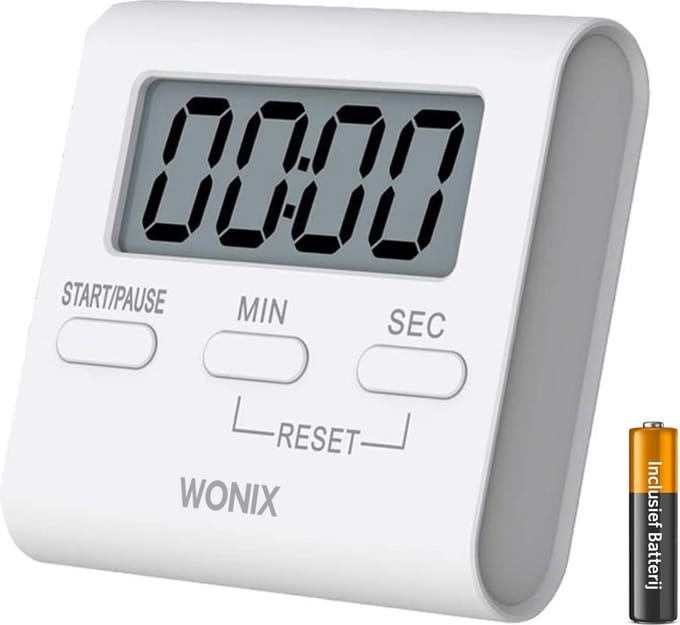 Wonix® Kookwekker Digitaal - Timer - Magnetisch - Eierwekker - Inclusief Batterij - Wit