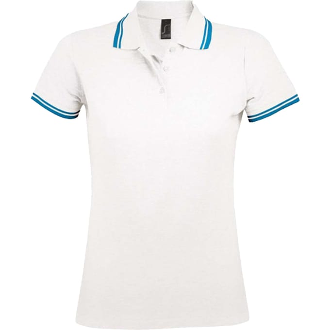 SOLS Dames/Dames Pasadena Poloshirt (Wit/Aqua)