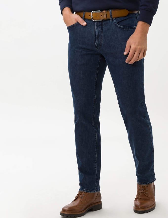 Brax Heren Jeans  Style CADIZ DARK BLUE, denim blauw regular, maat 36/38