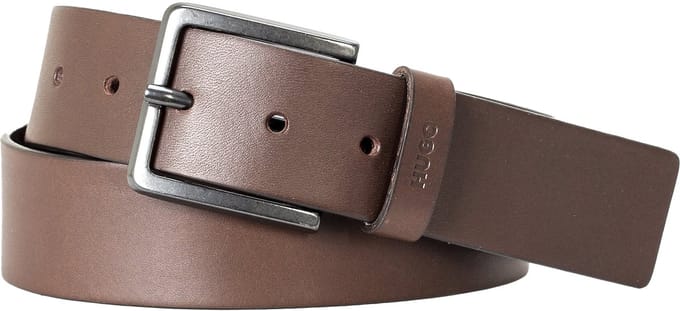 HUGO leren heren riem - donkerbruin