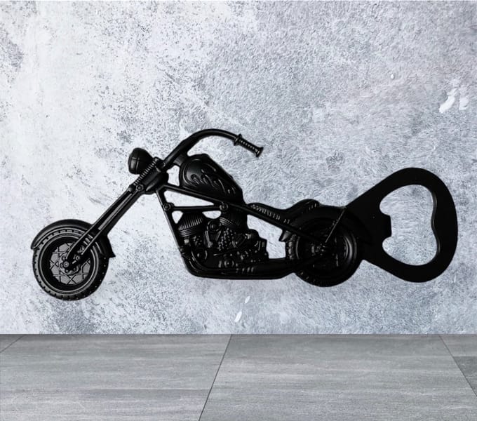 Flesopener Motorfiets ( Zwart) 12.7 x 4.6 cm
