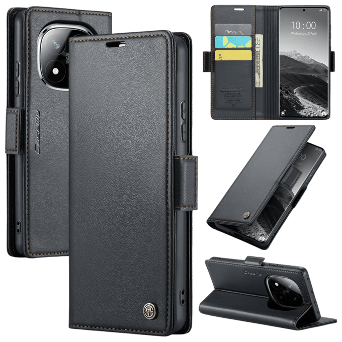Caseme Xiaomi Redmi Note 14 Pro(+) Bookcase Hoesje Zwart