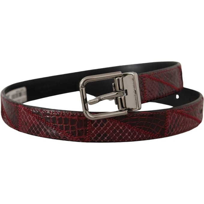 Dolce & Gabbana Rode Exotische Leren Riem met Metalen Logo Gesp