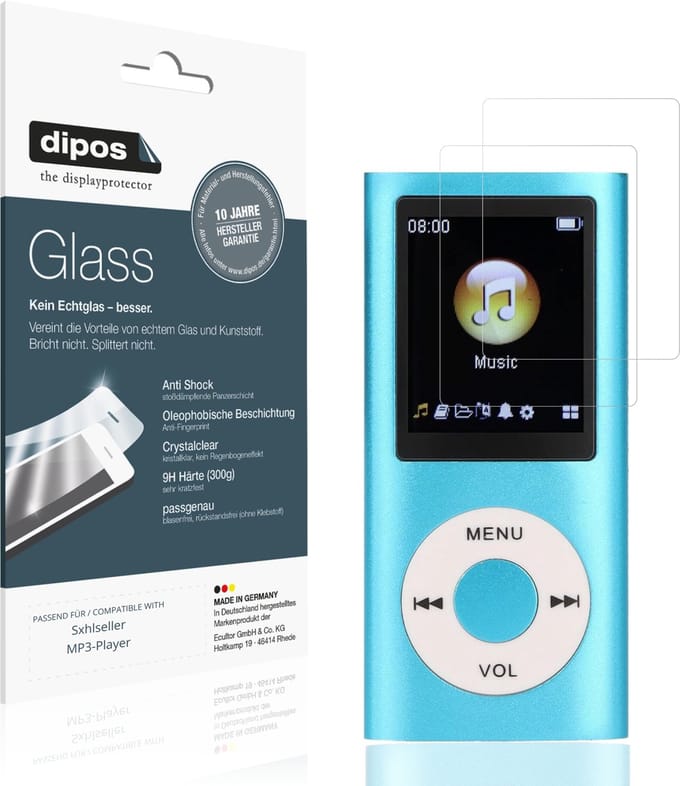 dipos – 2x Pantserfolie geschikt voor Sxhlseller MP3-Player | 9H Screenprotector