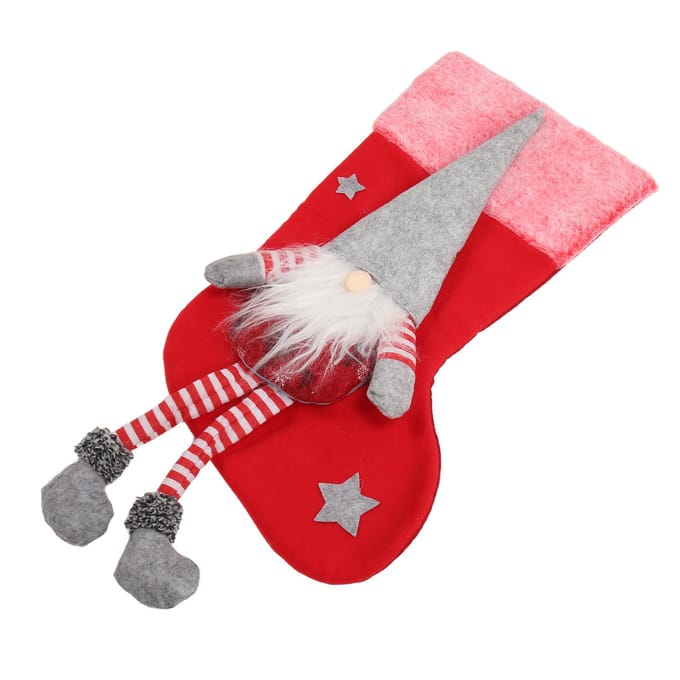Kerstsok Leuke Kabouter Decoratieve Sok Ornament Tas met Benen voor Kerstboom rood