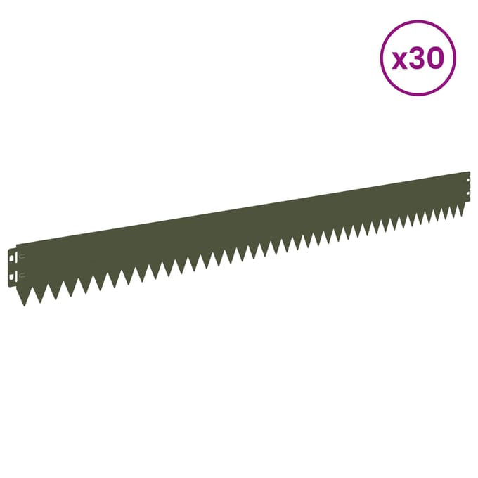 vidaXL - Gazonrand - 30 - st - 103 - x - 10 - cm - Staal - Olijfgroen