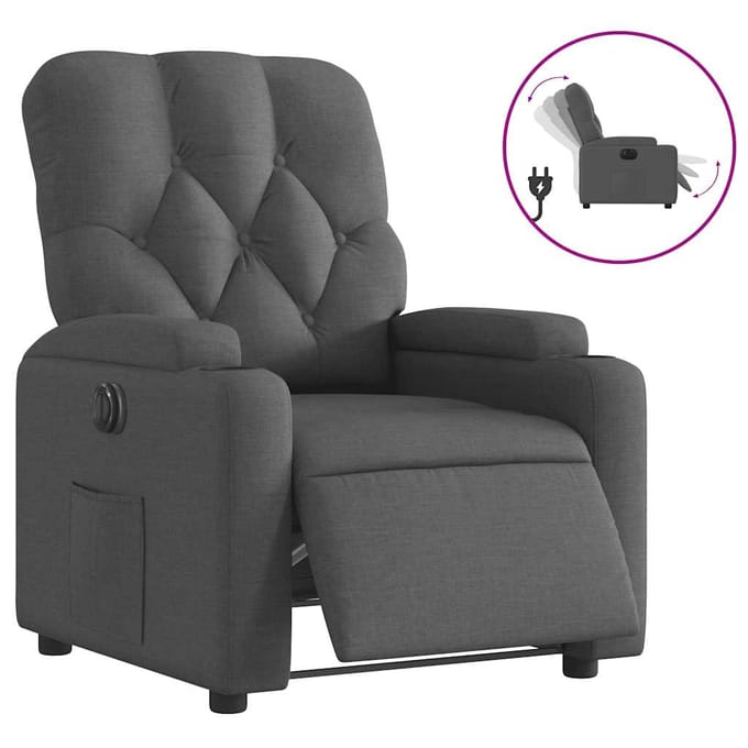 vidaXL - Fauteuil - elektrisch - verstelbaar - stof - donkergrijs
