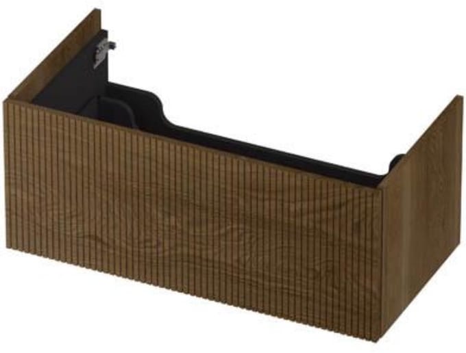 INK - Onderkast 1 Lade Push 2 Open Verticaal Gefreesd Bestaande Uit - 900x450x376 Mm - Massief Eiken Ash Grey