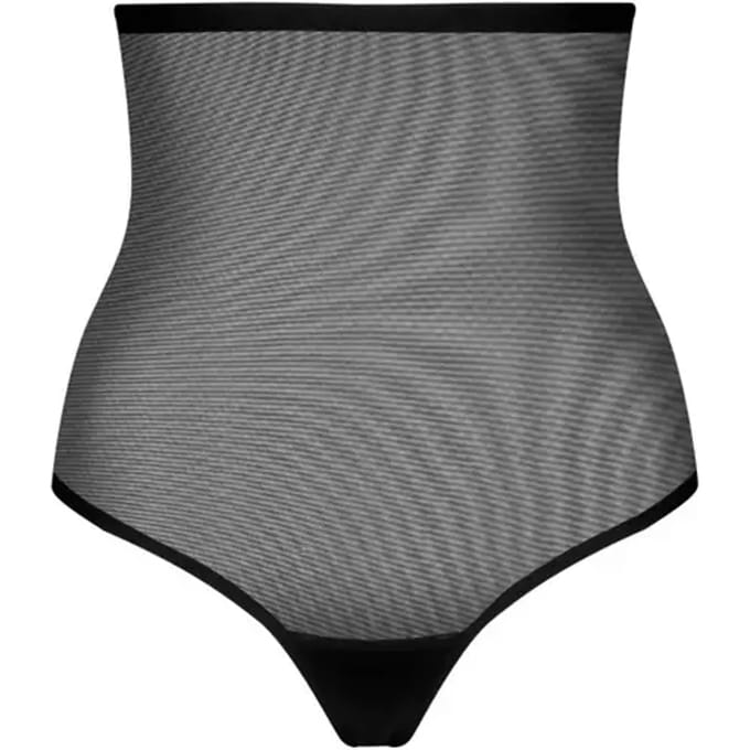 Bye Bra Vormende Tule String met Hoge Taille Zwart S