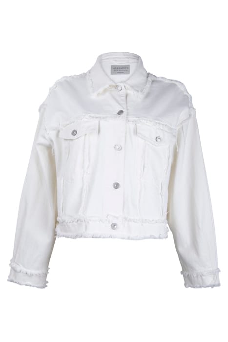 AllSaints Claude Fray Jacket Cream White Maat: 36 | Spijkerjassen Outlet | Dames | Wit