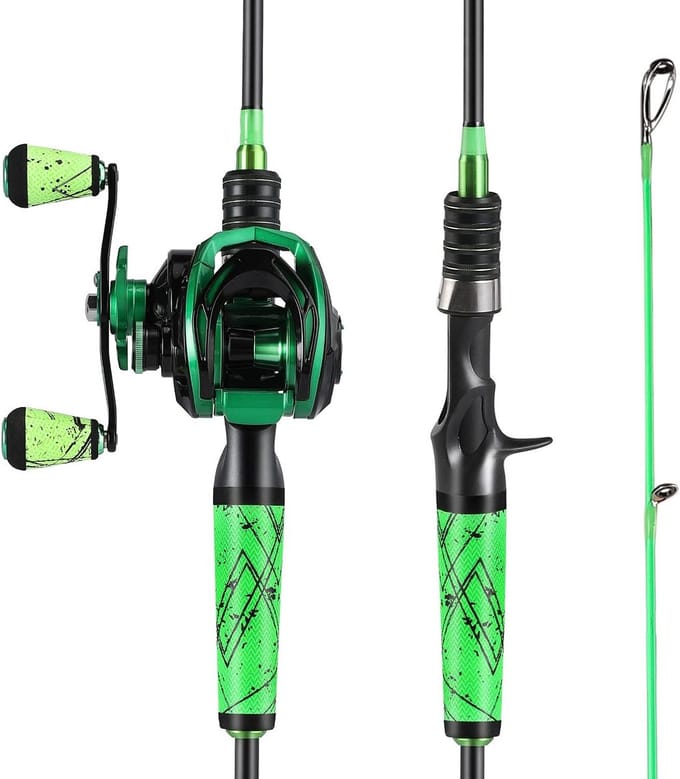 Baitcasting Hengel Combo met SuperPolymer Handvat - Groene Vishengelset