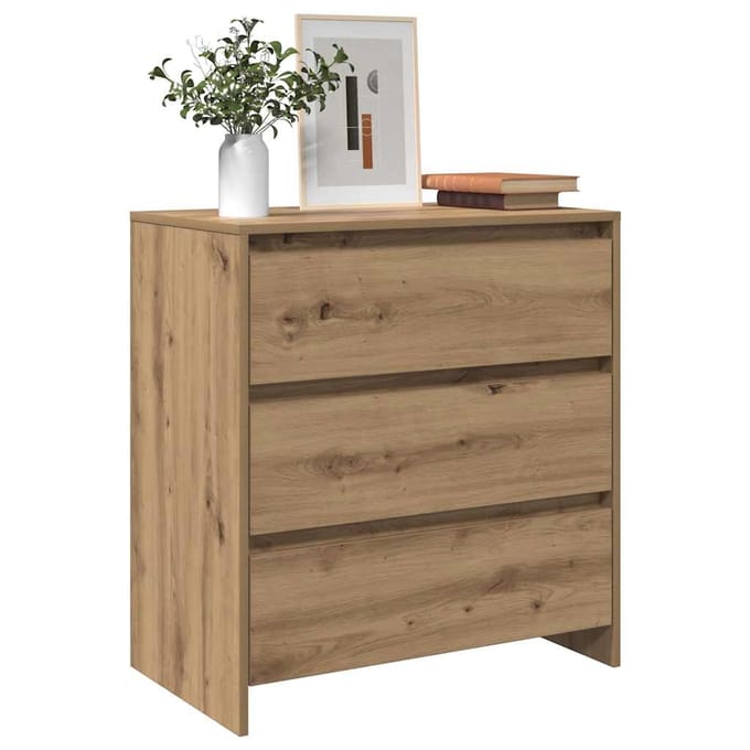 vidaXL - Dressoir - 70x41x75 - cm - bewerkt - hout - artisanaal - eikenkleur