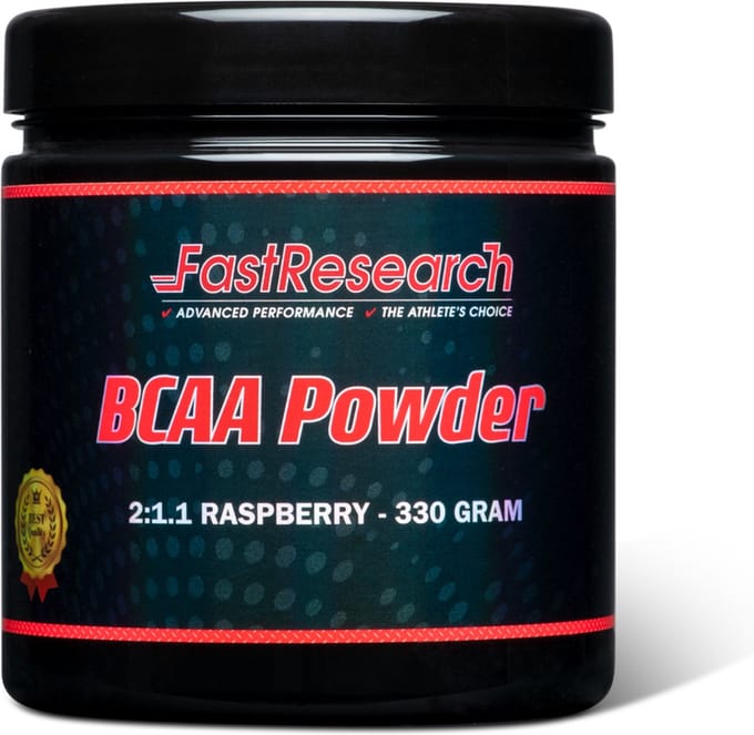 Fast Research BCAA Poeder - Op basis van 2:1:1 formule - Raspberry - Framboos - 330 gram - 55 doseringen