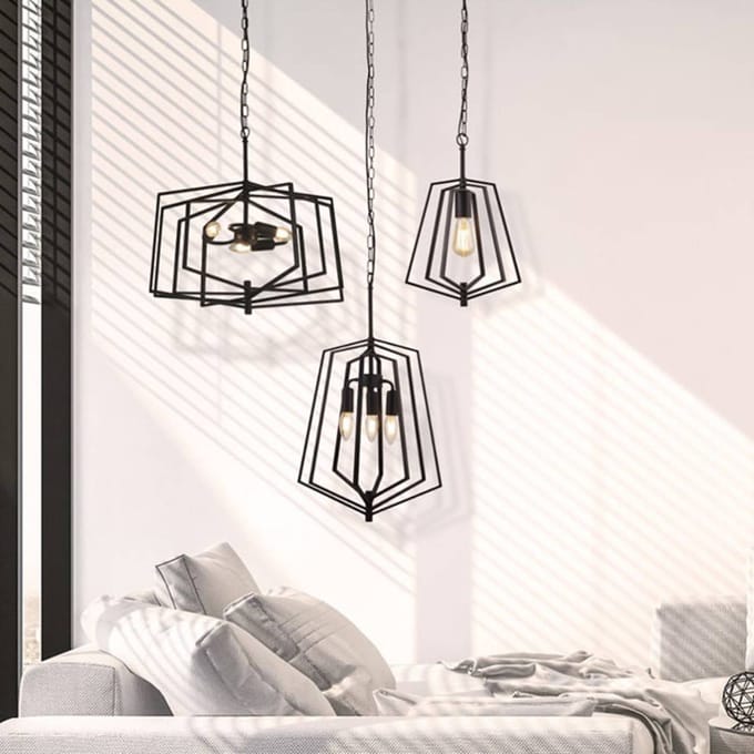 Searchlight Hanglamp Slinky, 1-lamp, zwart mat