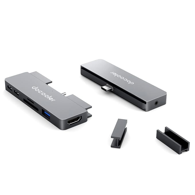docooler 7-in-1 Type-C Hub met USB3.0 Audiopoort TF SD-kaartsleuven Compatibel met iPad Pro grijs