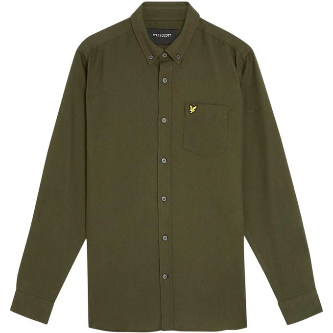 Lyle & Scott Herenoverhemd van flanel met lange mouwen en knoopsluiting (Diepe Diepten)