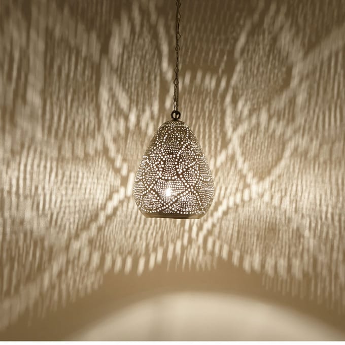 Messing Hanglamp – pendellamp – echt verzilverd – voor woonkamer, eetkamer en slaapkamer