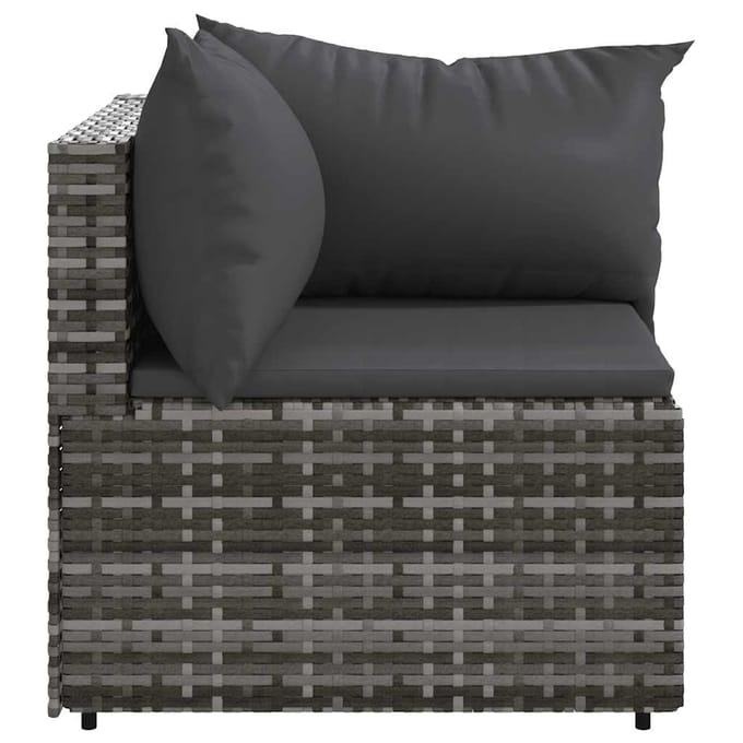 vidaXL - Tuinhoekbank - met - kussens - poly - rattan - grijs