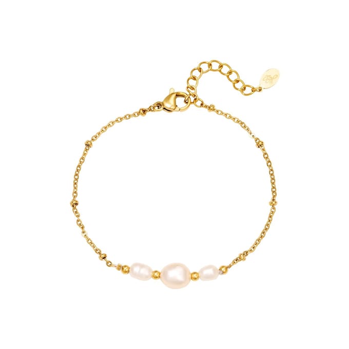 90 NOTES - Triple Pearl Armband - goudkleurig