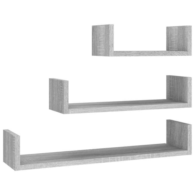 vidaXL - Wandschappen - 3 - st - bewerkt - hout - grijs - sonoma - eikenkleurig