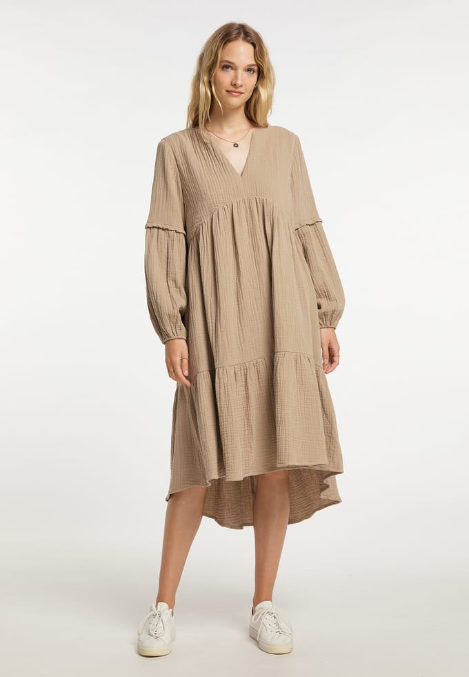 Dreimaster midi-jurk Dames steenbeige