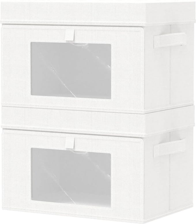 Dailygoods - Opbergdozen met Transparant Venster - 2 Stuks, Opvouwbaar, Wit