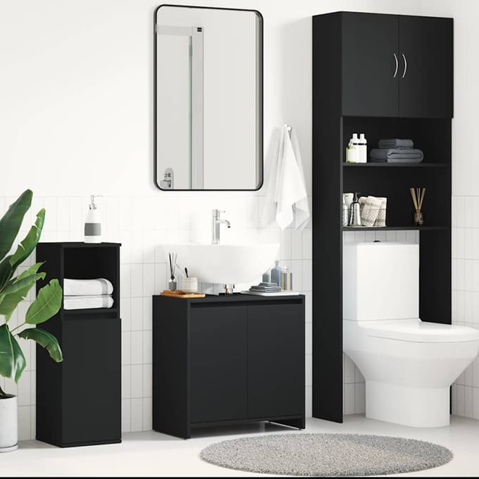 vidaXL - Badkamerkast - 60x33x60 - cm - bewerkt - hout - zwart
