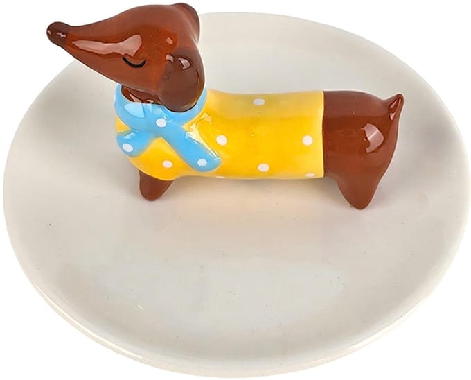 Clayre & Eef Decoratie schaal Hond Wit Keramiek
