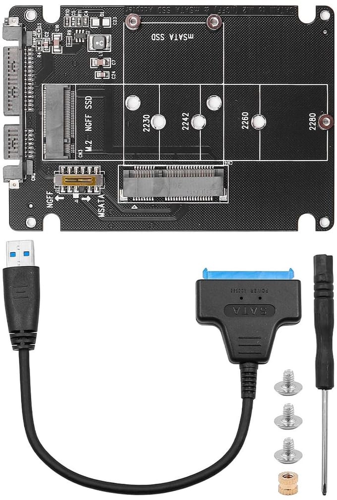 Dailygoody - M.2 naar USB 3.0 Adapter - 2-in-1 Converter - Compact formaat - mSATA SSD - Ondersteunt diverse formaten - Geschikt voor M.2 B-...