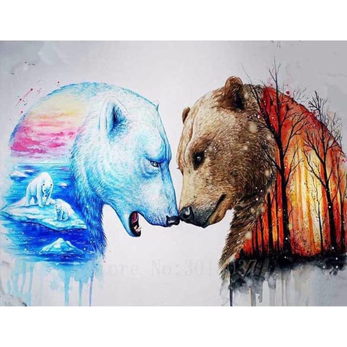 Wolf Diamond Borduurdier Ambachten Kit 5D DIY Kruissteek Mozaïek Steentjes Home Decor 20X30CM blue