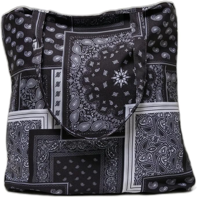 Urban Classics - Bandana Patchwork Print Schoudertas/Shopper - Zwart/Wit