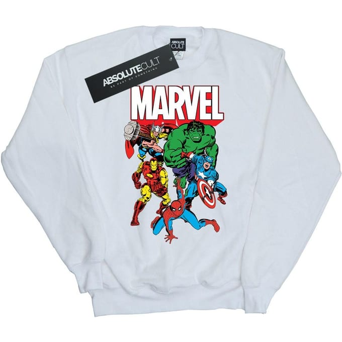 Marvel Heren Hero Group Sweatshirt (Wit)