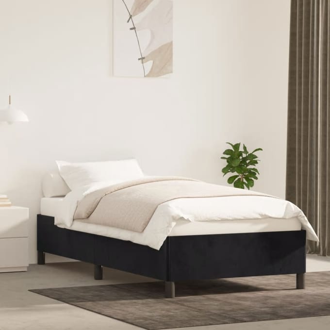 vidaXL - Bedframe - zonder - matras - 100x200 - cm - fluweel - zwart