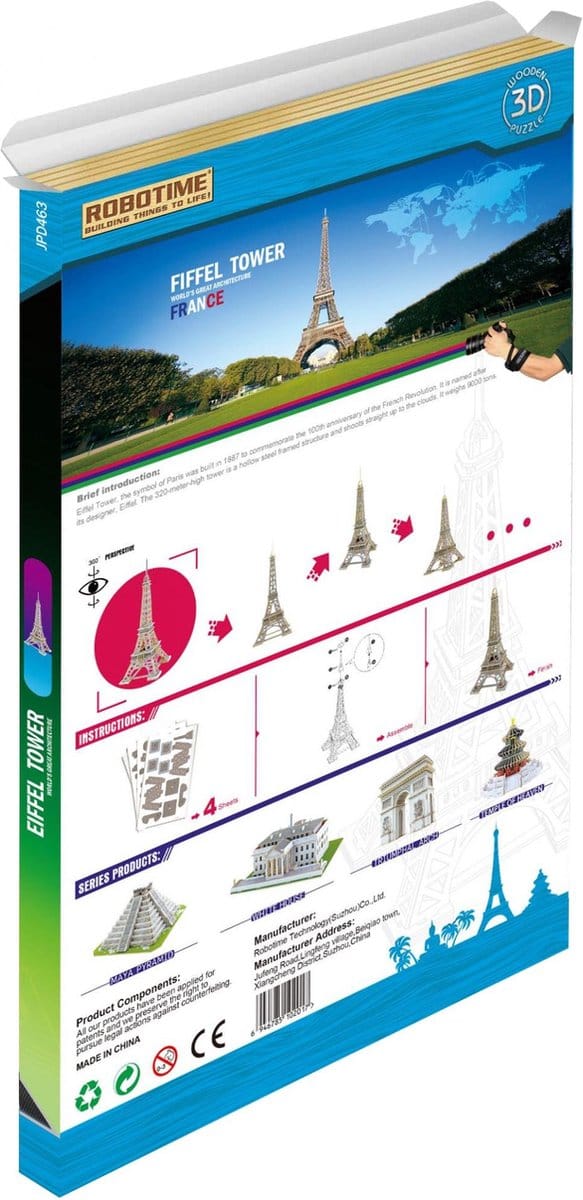 Bouwpakket Robotime Eiffel Tower JPD463 Hout 21.7 x 18.5 x 21.7