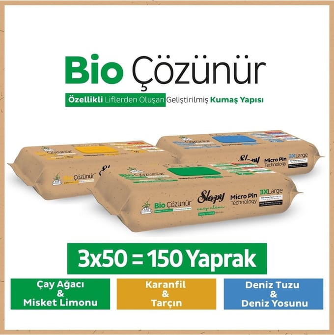 Sleepy Easy Clean Bio Schoonmaakdoekjes 3-Pack 150 Vellen