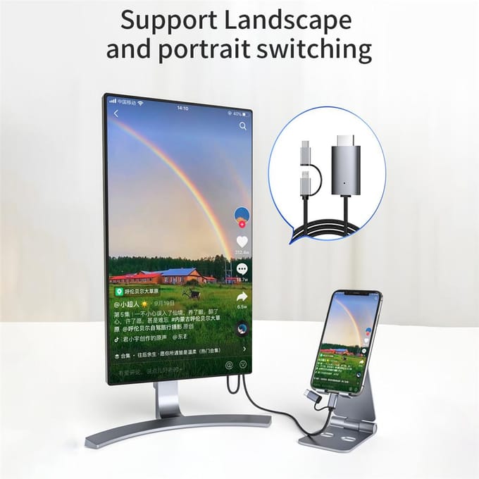 LD39 Micro USB 3.0 Type C naar HDMI-kabel HD 1080P Telefoon naar HDMI-compatibel Android-apparaat naar tv-projectordisplay voor Android-telefoon Tablet naar tv gray