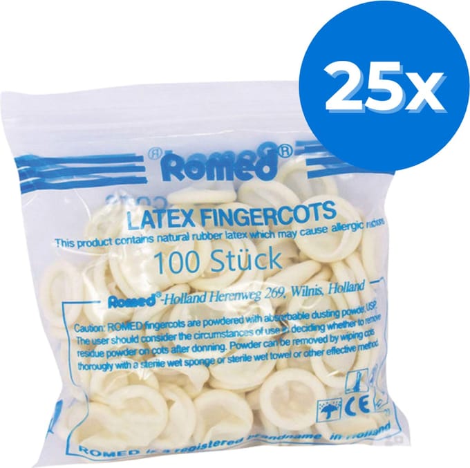 Romed latex vingercondooms large - Set van 25 doosjes Romed