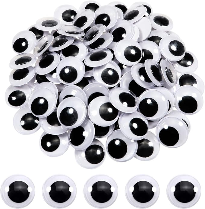 100 Stuks Zelfklevende Wedge Ogen Rond Zwart Wit 20mm Googly Ogen voor Scrapbooking en Kunstprojecten