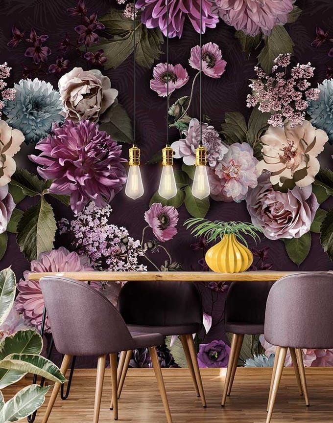 INGK - Floral Utopia Behang - Mauve Afternoon