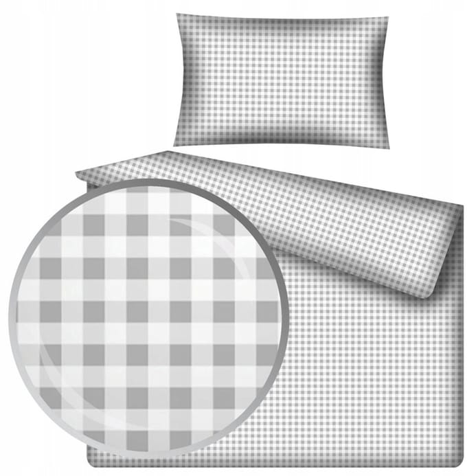 Kinderbeddengoed Katoen Grijs-Wit Geruit 90x120 cm