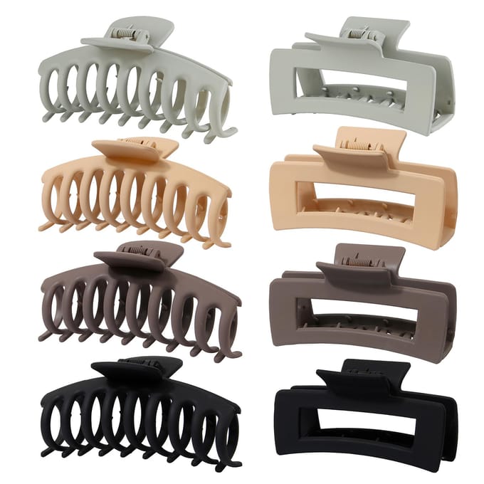 8 stuks plastic matte haarklemmen haarspeldjes combinatieset eenvoudige antislip haarklem sterke grip E gray