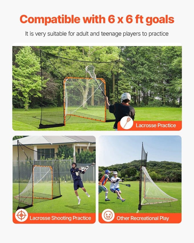 12x9 ft Hockey Lacrosse Doel Backstop met Uitgebreide Dekking Trainingsnet