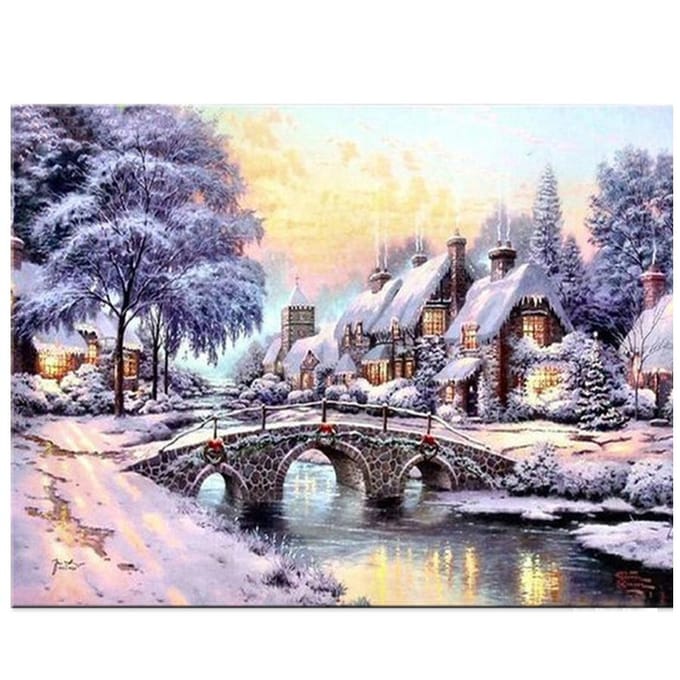 Peinture de diamant de cabine de pont d'hiver, broderie de diamant, image de strass, point de croix 20X30CM gray